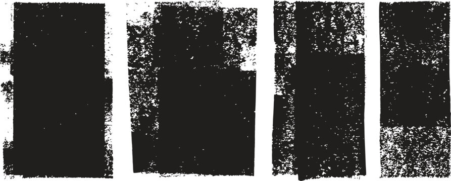 Abstract grunge rectangle texture collection with distressed monochrome ink overlays and rough weathered surface effects. Creative dirty background elements for posters, branding and edgy graphic desi