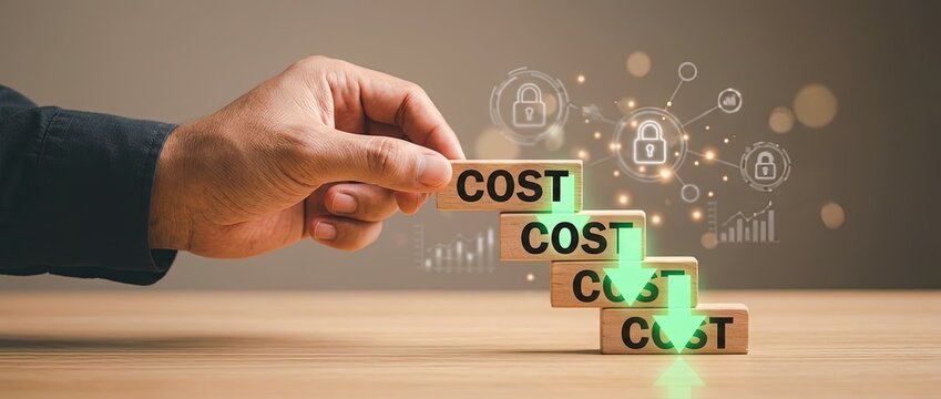 Analyzing cost reduction strategies in business growth office environment infographic content digital marketing strategic viewpoint financial management concepts