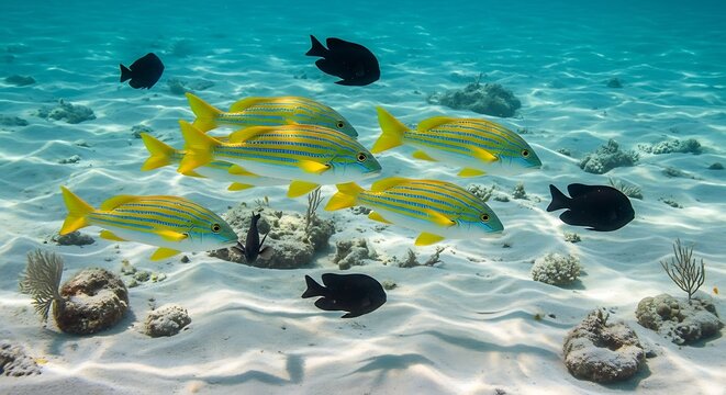 Fish School in Clear Water.