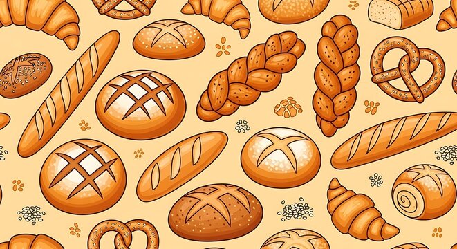 Bread seamless pattern.
