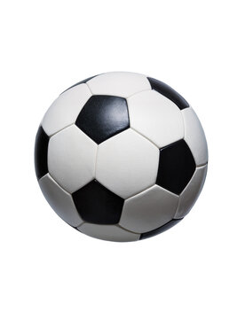Classic black and white soccer ball, isolated on transparent background