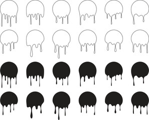 Abstract paint drip collection with grunge monochrome liquid splash silhouettes and urban graffiti stain effects. Creative dripping ink elements for posters, street art branding and edgy graphic  © Parul