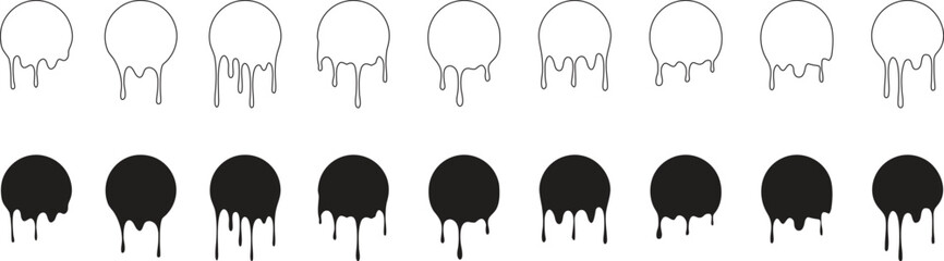 Abstract paint drip collection with grunge monochrome liquid splash silhouettes and urban graffiti stain effects. Creative dripping ink elements for posters, street art branding and edgy graphic  © Parul