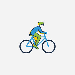 Fototapeta premium Man Riding a Bicycle Quickly Outdoors.