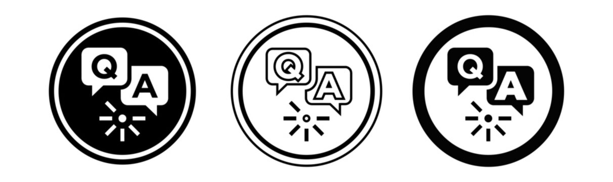 Q a icons in three styles for chat and support