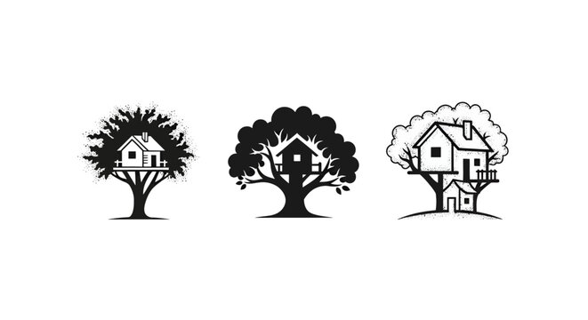 Whimsical Treehouses Illustrated in Three Unique Styles.