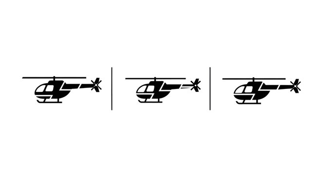 Black and white helicopter logo design set of three.