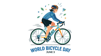 Obraz premium Woman Cycling on World Bicycle Day, June 3, Enjoying Outdoor Activity and Healthy Lifestyle