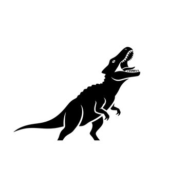 Silhouette of a Roaring Tyrannosaurus Rex Dinosaur.