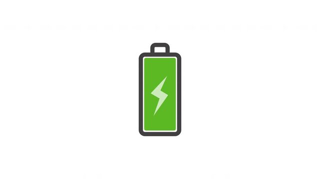 Green battery icon power charge symbol energy indicator status level cell display. Suitable for battery monitoring apps or websites, energysaving products. Represents power levels with a sleek green d