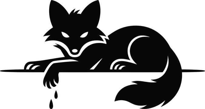 black silhouette, fox, animal, lying down, flat minimalist, monochrome, animal portrait, wildlife, single eps10, black and white, digital animal l silhouette of a fox lying down animal flat minimalist