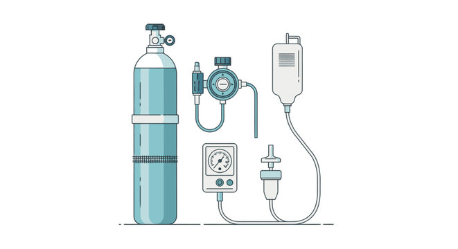 Oxygen therapy equipment medical illustration