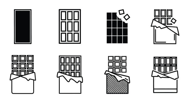 Chocolate bar silhouettes with wrapper black vector illustration