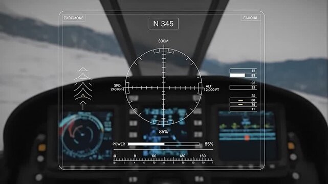 Aircraft cockpit control panel display.