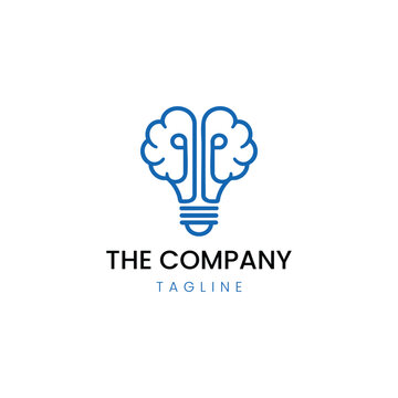 Creative brain lightbulb logo vector template for innovation and ideas
