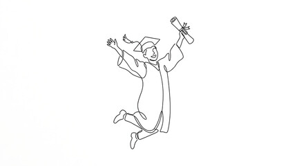 Obraz premium Graduation, happy graduate, jumping, diploma, celebration