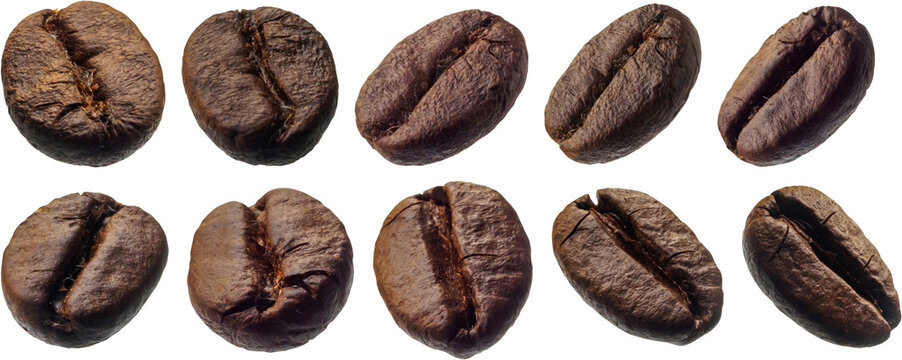 coffee beans set isolated on white background