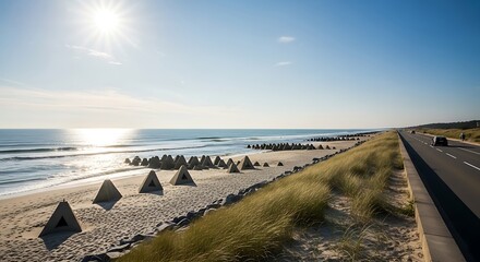 Obraz premium Beach defense on coast.