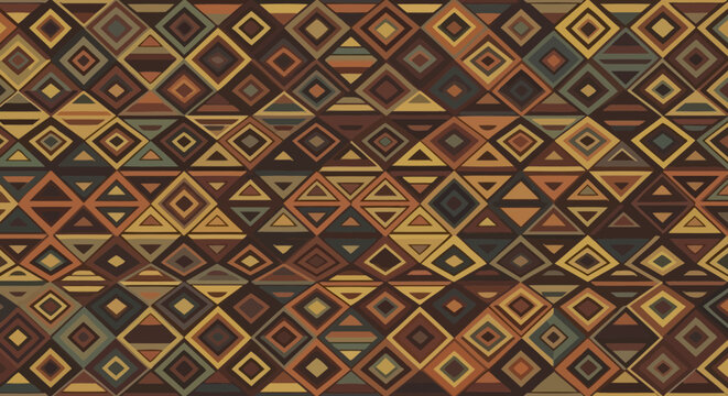 Geometric Pattern with Diamonds and Triangles in Earth Tones
