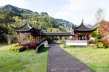Fototapeta premium The pavilions and walkways in the park