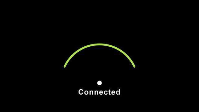 Animation of wireless signal connecting with status text on black