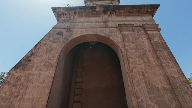 Exterior and Tall Brick Architecture of the Historic 1806 Cantonment Church Tower in Karnal, Haryana