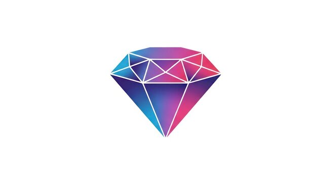 Multi faceted diamond gemstone with blue and pink gradient