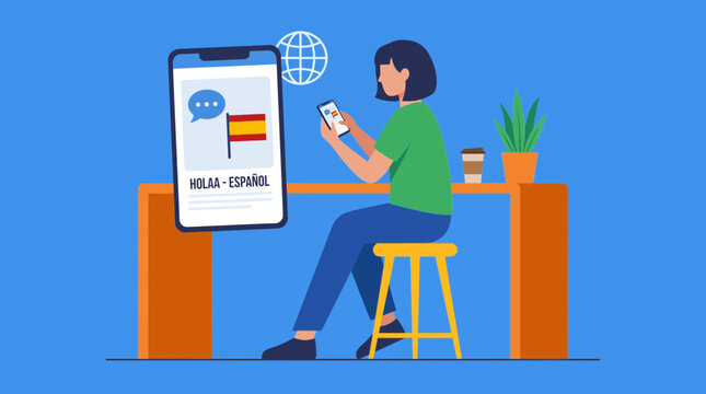 Person using language learning app on phone
