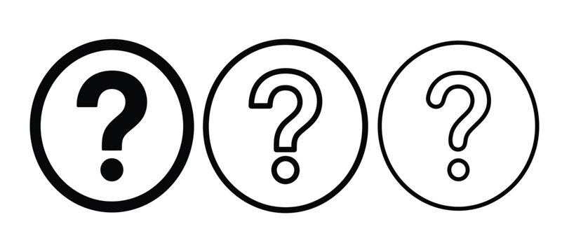 Three question mark icons in circles Vector