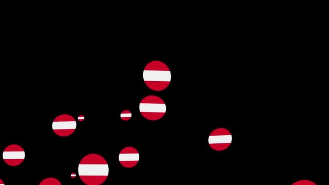 Floating Austria Flag Bubble Particle Flow in Black Space. Floating Austrian Flag. Austria Flag. 