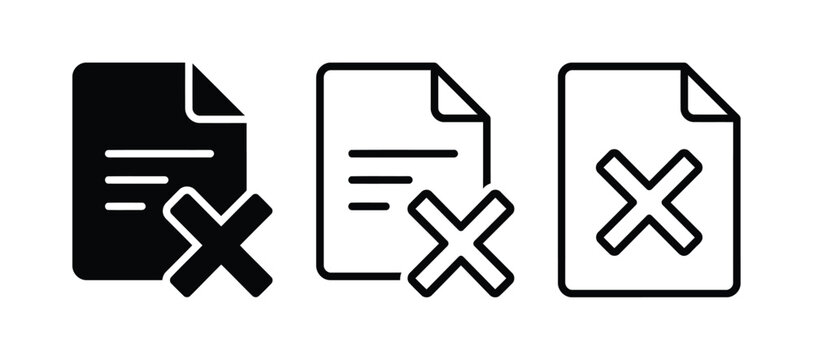 Delete document icons in black and white Vector