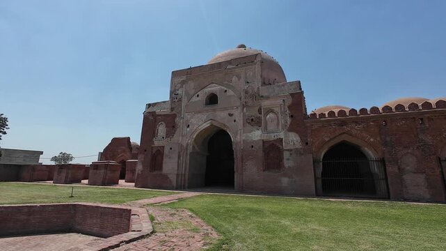 Historic Exterior  Architecture of Kabuli Bagh Mosque Built by Babur in Panipat, Haryana