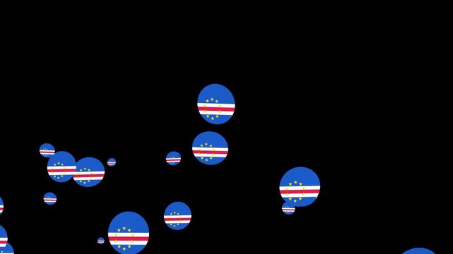 Floating Cabo Verde Flag Bubble Particle Flow in Black Space