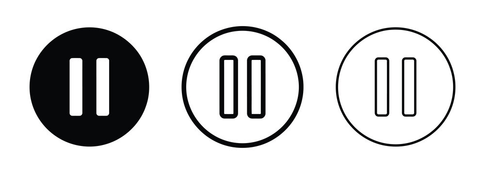 Pause button icons in black and white Vector