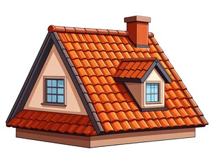Obraz premium Roof with orange tiles and windows.