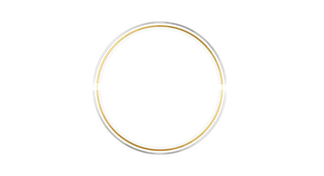 Elegant Gold and Silver Circle Frame, Decorative Border, Isolated