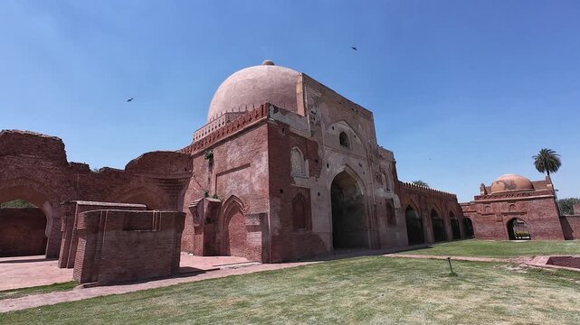 Historic Exterior  Architecture of Kabuli Bagh Mosque Built by Babur in Panipat, Haryana