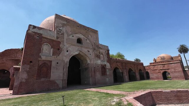 Historic Exterior  Architecture of Kabuli Bagh Mosque Built by Babur in Panipat, Haryana