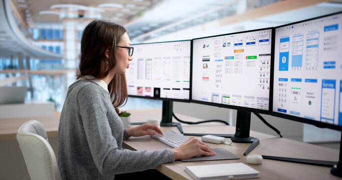 Young Female UX Designer Working