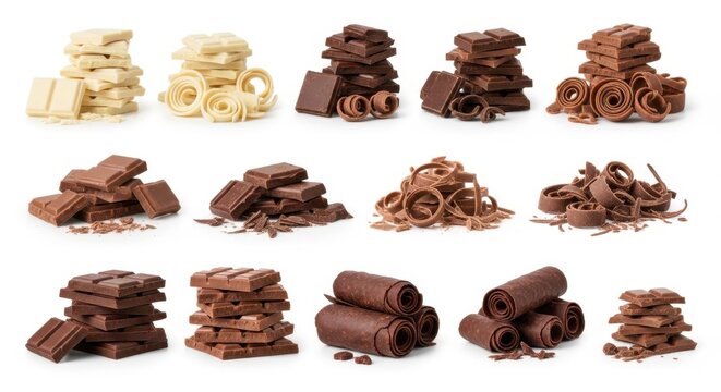 Assortment of Chocolate and White Chocolate Confections Displayed Individually