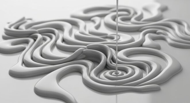 Melted Grey Liquid Forming Organic Waves and Swirls