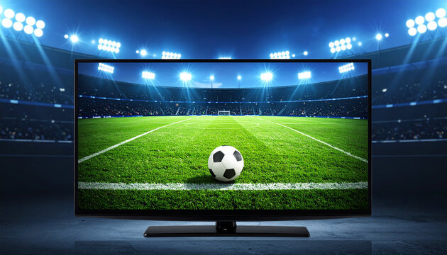 Modern HDTV Displaying Football Arena