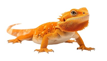Fototapeta premium Bearded Dragon PNG Isolated on Transparent Background with Orange Spiky Scales for Exotic Pet and Wildlife Themes