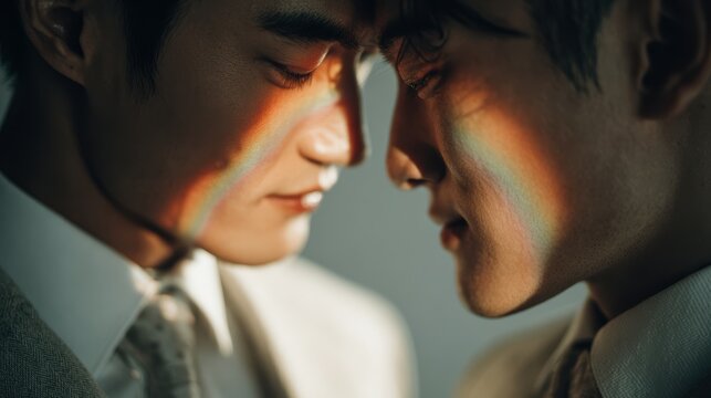 Happy Wedding couple in wedding party,Pride Month,love is love,honeymoon,same sex couple romantic time,WLW,MLM,valentine,sweet moment,freedom,festival parades,parties,Happy gays and lesbians concept.