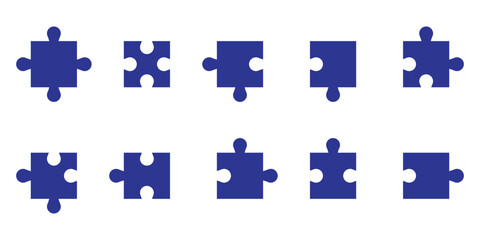 Naklejka premium Puzzle pieces. Solution, jigsaw, strategy, connection, brain. Puzzle pieces representing teamwork, strategic solution, business integration, and creative problem solving; scalable graphic illustration