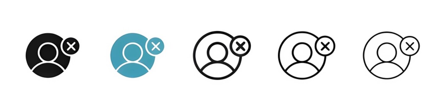 Delete User Icon. Restricted Member User Vector Icon, Remove Account Vector Icon, Cancel Account Vector Icon for UI Designs. Thin line customizable illustration. Contour symbol. Editable stroke. Icon