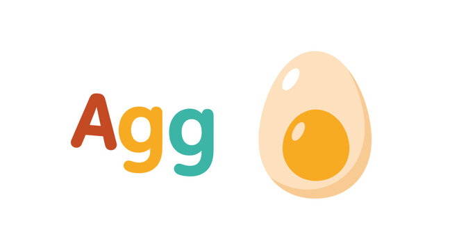 Egg and Alphabet Letter 'Agg' - Healthy Breakfast Food Concept