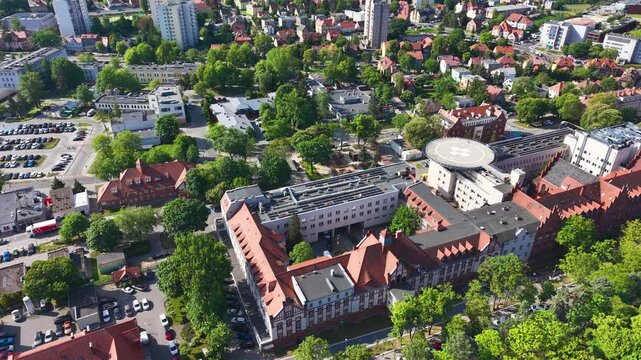 Aerial view of the University Hospital in Zielona G&oacute;ra