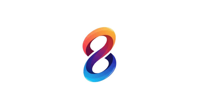 Colorful Number Eight Symbol Icon.