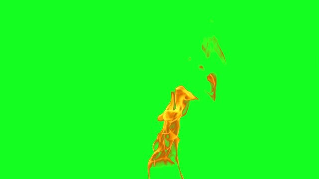 Dense fire cloud swirling animation on green screen chroma key background with realistic orange red flames burning intensely swirling densely for VFX video editing motion graphics professional 4k